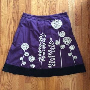 Folk embroidered cotton skirt Anthropologie